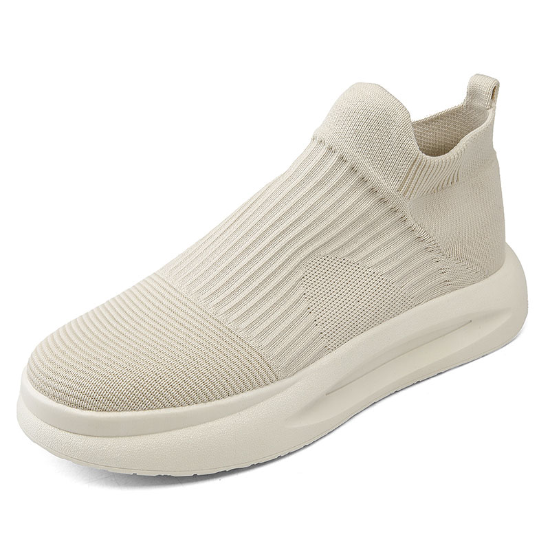High-Top Knit Slip-On Walking Shoes – Cushioned Support & Sock-Like Comfort