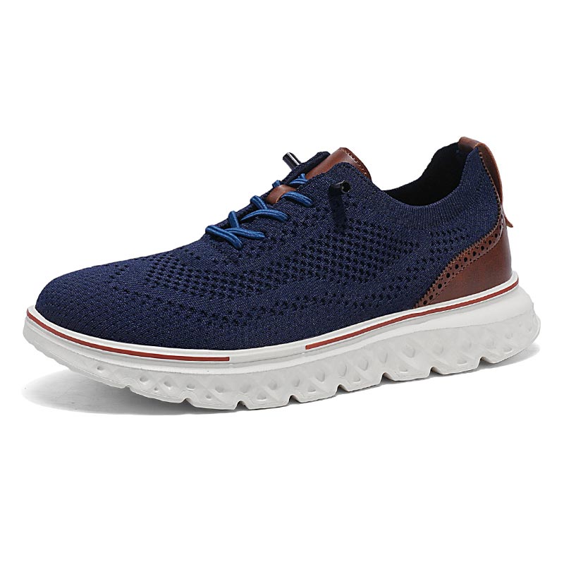 Breathable Lace-Up Walking Shoes for Men – Lightweight Knit & Cushioned Sole