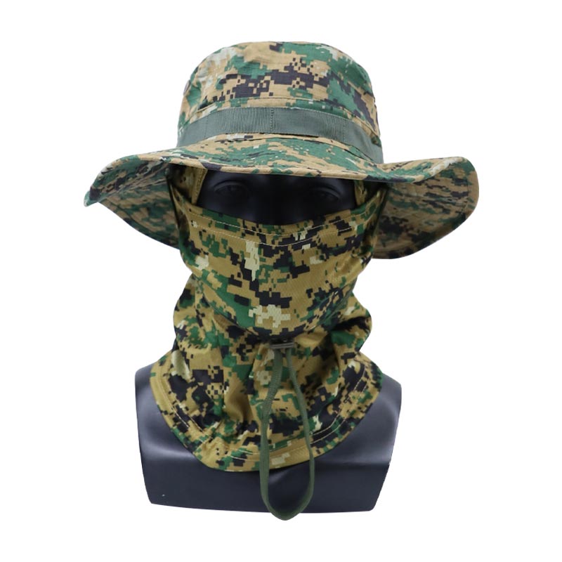 Camouflage Sun Protection Boonie Hat with Face Cover – Outdoor UV Protection